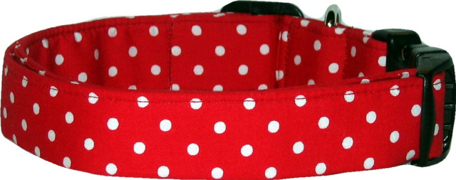 Red White Mini Dots Handmade Dog Collar