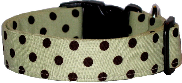 Sage Green & Brown Polka Dot Dog Collar