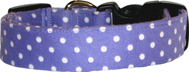 Violet & White Mini Dots Dog Collar