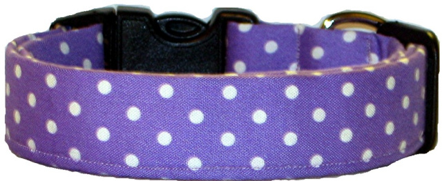 Violet White Dots Handmade Dog Collar