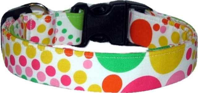 Big Funky Dots on White Handmade Dog Collar