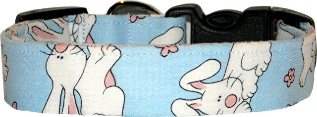 Light Blue Easter Bunnies Handmade Dog Collar