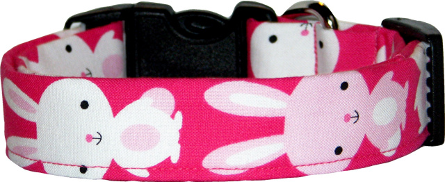 Big Bunnies Rabbits Hot Pink Dog Collar