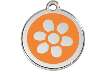 Flower Enamel Engraved Dog Tag