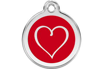 Heart Outline Enamel Engraved Dog Tag