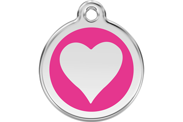 Heart Enamel Engraved Dog Tag