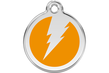 Lightning Bolts Enamel Engraved Dog Tag