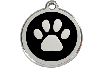 Paw Print Enamel Engraved Dog Tag