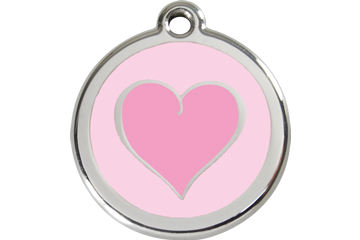 Pink on Pink Heart Enamel Engraved Dog Tag