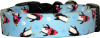 Little Winter Penguins Light Blue Handmade Dog Collar