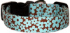 Little Aqua & Brown Flowers Dog Collar