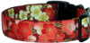 Burgundy Asian Flowers Handmade Dog Collar