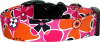 Funky Pink Orange Black Flowers Dog Collar