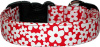 Little Red & White Flowers Handmade Dog Collar