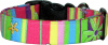 Cute Flowers & Stripes Handmade Dog Collar