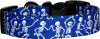 Dancing Skeletons on Bright Blue Dog Collar