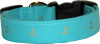 Aqua & Gold Metallic Anchors Dog Collar