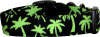 Green Palm Trees on Black Handmade Dog Collar