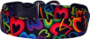 Rainbow Hearts on Black Handmade Dog Collar