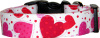 Red & Pink Dotted Hearts White Dog Collar