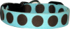 Aqua & Brown Huge Dots Handmade Dog Collar