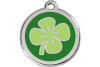 Green Shamrock Enamel Engraved Dog Tag