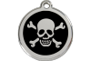 Skull & Crossbones Enamel Engraved Dog Tag